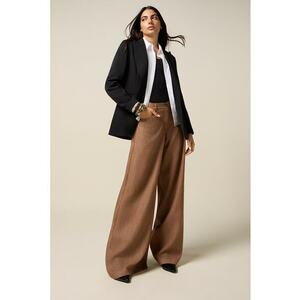 Pantaloni eleganti din lyocell si croiala ampla - Caramel imagine