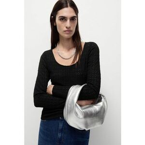 Bluza texturata cu decolteu rotund - Negru imagine