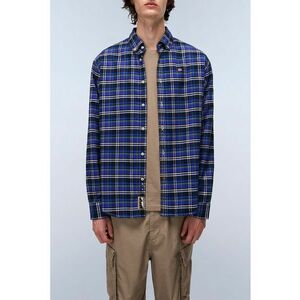 Camasa Oxford cu model in carouri pentru trekking - Alb/Albastru royal imagine