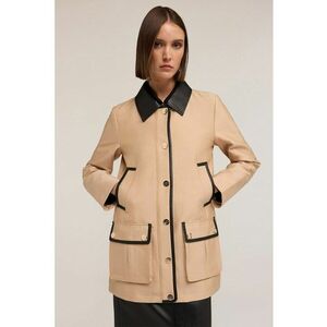 Jacheta cu insertii din piele ecologica - Bej imagine