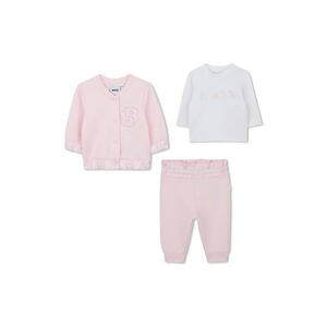 Set de jacheta cu nasturi - pantaloni si bluza de trening - 3 Piese - Roz deschis/Alb murdar imagine