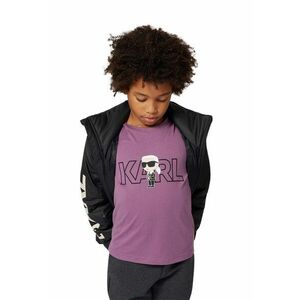 Tricou de bumbac cu imprimeu logo - Violet prafuit imagine