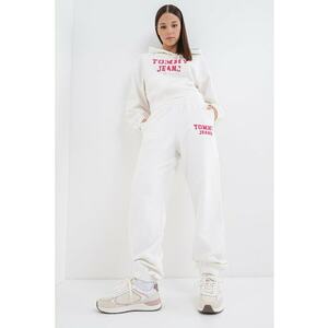 Pantaloni de trening din bumbac cu logo - Roz zmeuriu/Alb optic imagine