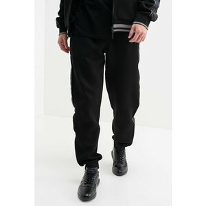 Pantaloni de trening relaxed fit cu segmente laterale cu monograma - Negru/Gri imagine