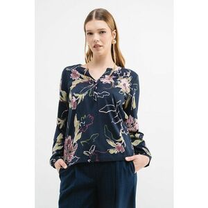 Bluza din bumbac si modal cu model floral - Verde/Bleumarin/Lila pal imagine