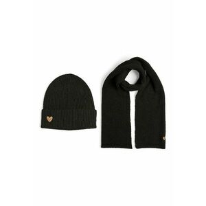 Set de fular si caciula cu striatii - Negru imagine