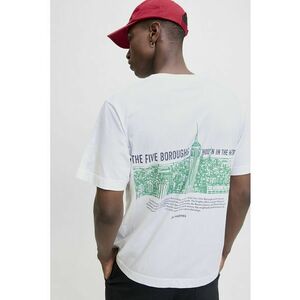 Tricou din bumbac organic cu model grafic pe spate - Alb/Verde/Bleumarin imagine