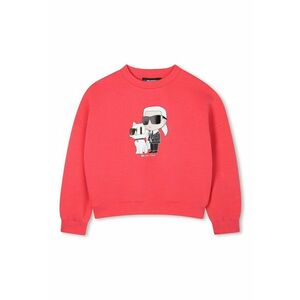 Bluza de trening cu imprimeu logo si decolteu la baza gatului - Coral imagine