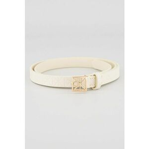 Curea de piele cu model monograma - Alb fildes imagine