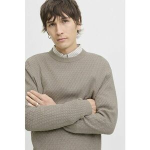 Pulover slim fit cu model texturat - Grej imagine