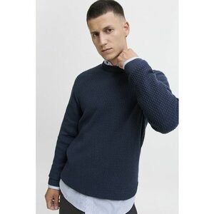 Pulover slim fit cu model texturat - Bleumarin imagine