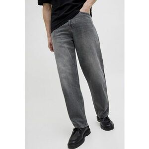 Blugi cu croiala baggy si model cu 5 buzunare - Gri inchis imagine