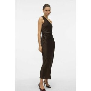 Rochie asimetrica din satin - Maro imagine