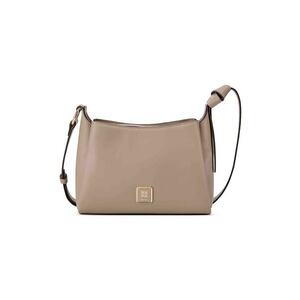 Geanta de piele ecologica cu bareta de umar si compartimente multiple - Bej inchis imagine