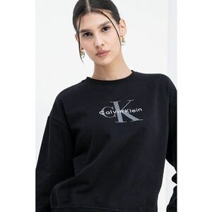 Bluza de trening cu maneci cazute si imprimeu logo - Negru imagine