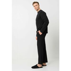 Pijama regular fit din bumbac - Negru imagine