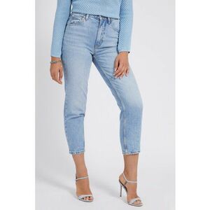 Blugi mom fit crop cu aspect decolorat - Albastru lavanda imagine