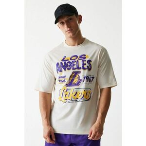 Tricou cu imprimeu si decolteu la baza gatului - Bej deschis imagine