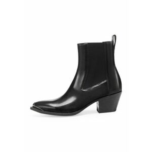 Botine Chelsea de piele cu varf ascutit - Negru imagine