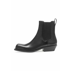 Ghete Chelsea de piele cu varf patrat - Negru imagine