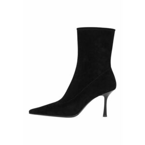 Botine din piele intoarsa cu fermoar - Negru imagine