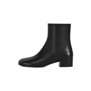 Botine din piele cu toc masiv - Negru imagine