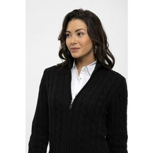 Cardigan cu design torsade si fermoar - Negru imagine
