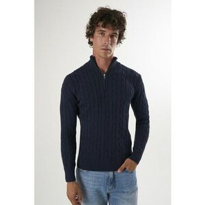 Pulover regular fit cu fenta cu fermoar - Bleumarin imagine