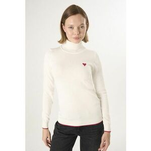 Pulover slim fit cu guler inalt - Crem imagine