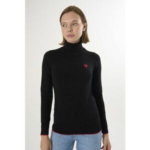 Pulover slim fit cu guler inalt - Negru imagine