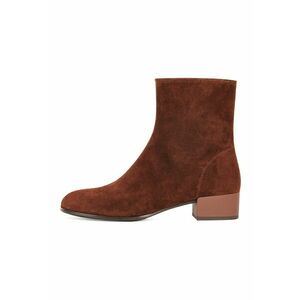 Botine din piele cu toc masiv - Maro imagine