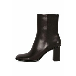 Botine din piele cu toc masiv - Maro inchis imagine
