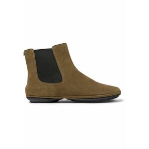 Ghete Chelsea de piele nabuc cu segmente din material textil Right Nina 1315 - Maro imagine