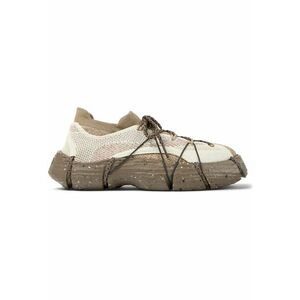 Pantofi sport din material textil cu sireturi Roku - Maro taupe deschis/Crem imagine