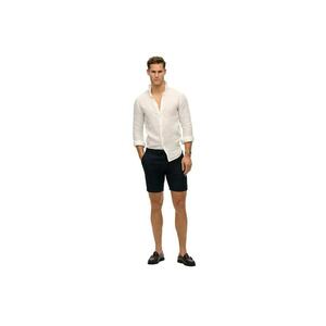 Pantaloni scurti din amestec de in cu snur de ajustare in talie - Albastru imagine