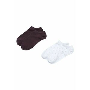 Sosete dama set 2 perechi alb - violet inchis - bumbac - scurte imagine