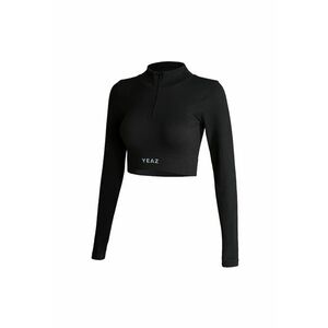 Bluza crop cu fermoar scurt pentru antrenament - Negru imagine