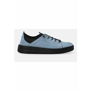 Pantofi casual din piele si piele ecologica - Albastru prafuit imagine