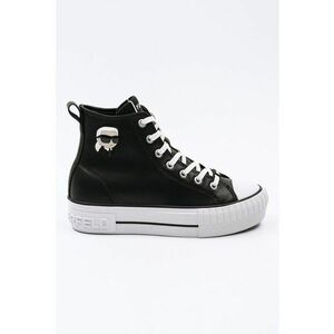 Tenisi mid-cut din piele cu aplicatie logo - Alb/Negru imagine