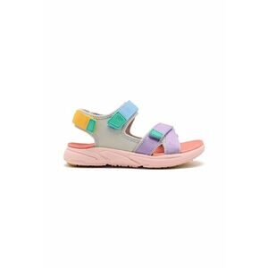 Sandale cu model colorblock si inchidere velcro - Coral imagine