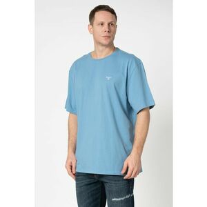 Tricou din bumbac cu decolteu la baza gatului - Albastru lavanda imagine
