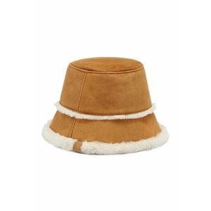 Palarie bucket reversibila - Maro cognac/Alb murdar imagine