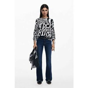 Bluza lejera cu imprimeu text - Negru/Alb murdar imagine
