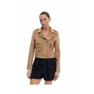 Geaca dama - MORGAN-241-GOUSMI 969 CAMEL - imitatie de piele - bej - 100% ecologica - Bej imagine