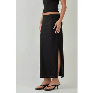 Fusta maxi - talie joasa - neagra - textil imagine