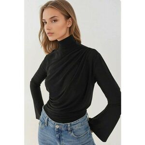 Bluza dama - eleganta - tricot - maneca lunga - croiala slim - negru imagine