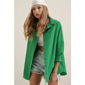 Camasa dama HiCCUP supradimensionata - maneca lunga - verde - bumbac imagine