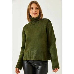 Pulover dama - guler inalt - supradimensionat - verde - tricot - imagine