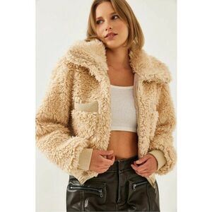 Palton scurt - Blana artificiala - Maro imagine