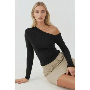 Bluza dama - decolteu asimetric - tricot - negru imagine